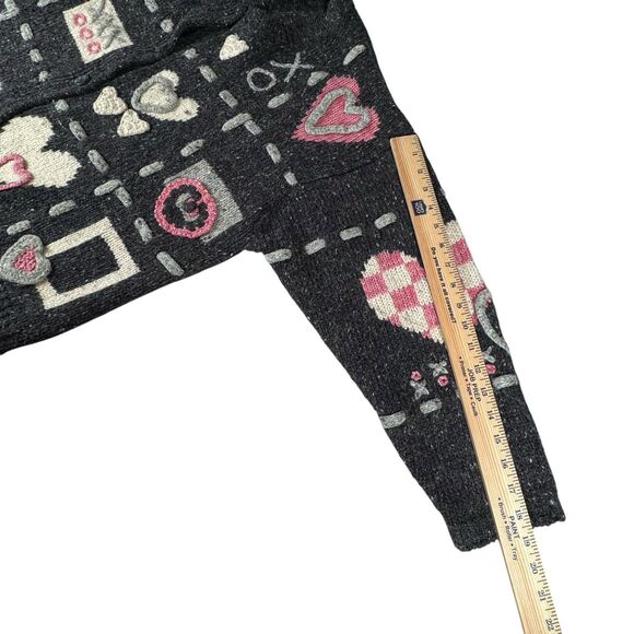 Vintage Wool Angora Blend Sweater Button Up Cardigan JK America Love Hearts XOXO - Picture 11 of 16